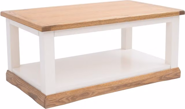 Cabinet Bits Coffee Table with Shelf in White Ash Wood, H45 x W100 x D60 cm