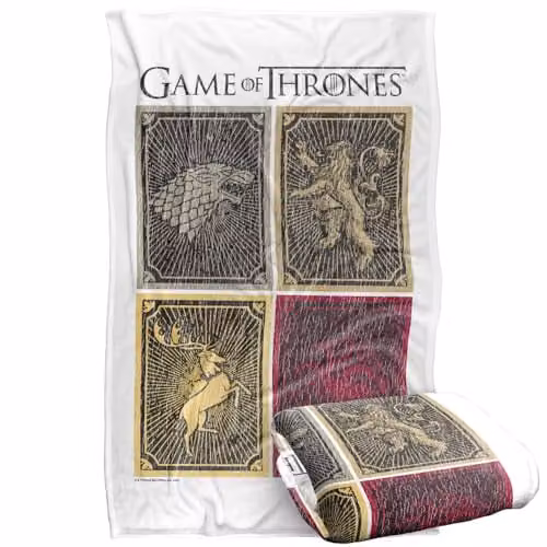 Warner Bros. Game of Thrones House Squares Silky Touch Super Soft Fleece Throw Blanket, Multicolour, W: 91.44 cm, L: 147 cm