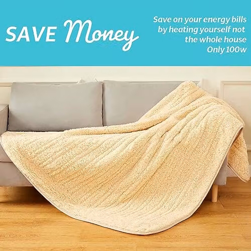 Cozy Night Electric Heated Sherpa Fleece Throw Blanket in Grey Sand, W/D/H: 160 x 120 cm – 2