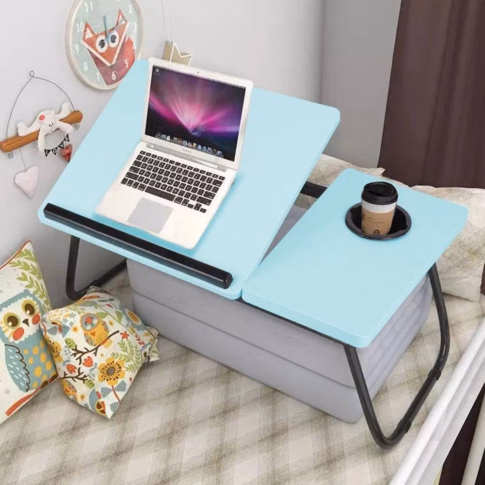 EONLION Blue Folding Laptop Desk Tray for Writing and Reading, Height Adjustable with Sloped Top – 3