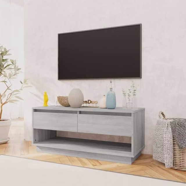 Berkfield Home Modern Grey Sonoma TV Cabinet in Engineered Wood W/D/H: 102 x 41 x 44 cm – 1