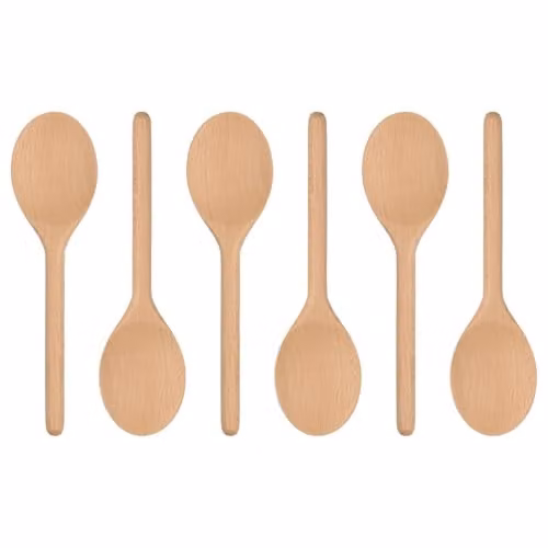 Argon Tableware Brown Wooden Cooking Spoons, Pack of 6, Heat Resistant and Non-Scratch – 1