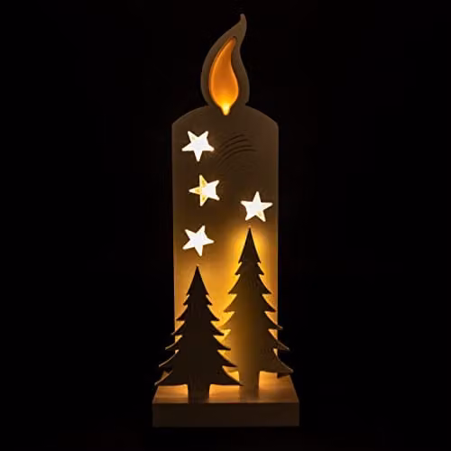 Shatchi White Wooden LED Silhouette Nativity Scene Christmas Ornament, W/D/H: 36.5 x 13.0 x 8.0 cm – 1