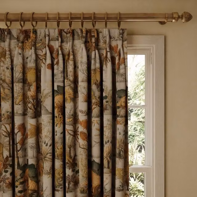 House of Hackney Dinosauria Cotton Linen Fabric Panel Curtain in Multicolour