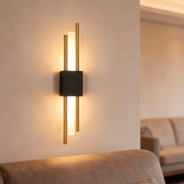 Goeco Modern LED Cylinder Wall Light in Black or Gold/Brass, 40 cm, 10W, 3000K Warm White – 1