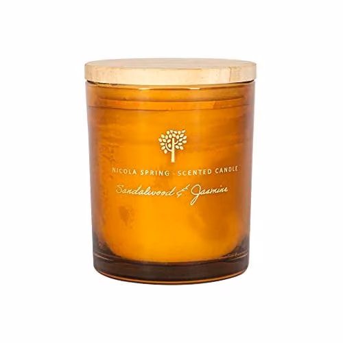 Nicola Spring Sandalwood & Jasmine Scented Soy Wax Candle, 130g, Orange
