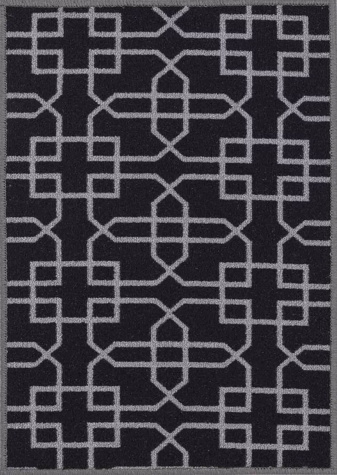 Desire Rugs Cubed Trellis Design Non-Slip Machine Washable Runner Mat, Black, W: 67 cm, L: 150 cm – 2