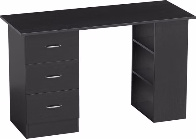 HOMCOM Black Computer Desk with 3 Storage Shelves and 3 Drawers, W/D/H: 120 x 49 x 72 cm – 1