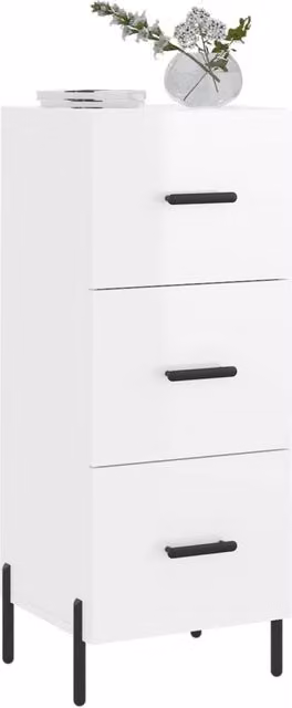 Berkfield Home High Gloss White Sideboard, W/D/H: 34.5 x 34 x 90 cm