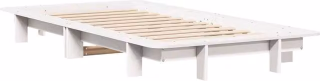 Berkfield Home Modern White Solid Wood Pine Bed Frame, W/D/H: 100 x 200 x 122 cm