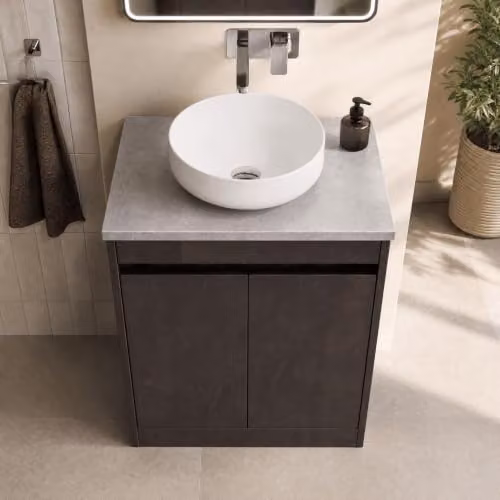 Balterley Modern 2 Door Freestanding Bathroom Vanity Unit with Soft Close Doors and Internal Shelves, Grey, W: 60 cm, D: 39.5 cm, H: 83.5 cm – 5