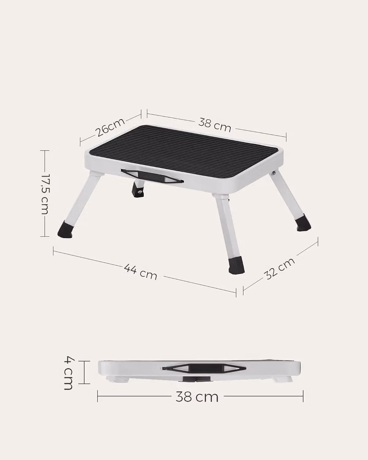 SONGMICS Foldable Steel Step Ladder with Handle and Non-Slip Rubber Feet in Black – 2