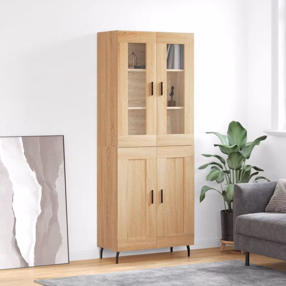 Berkfield Home Sonoma Oak Highboard in Light Tan, W: 69.5 cm, D: 34 cm, H: 180 cm – 2