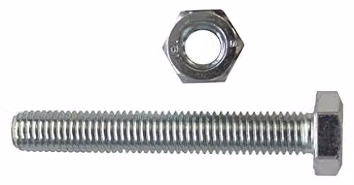 Unifix M12 x 25 mm Hex Head Bolt and Nut Set, Galvanised Steel, Silver