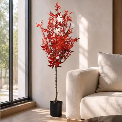 Leaf Design UK 120cm Artificial Red Autumn Maple Tree – 4
