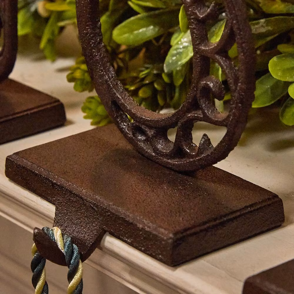 Dibor JOY Set of 3 Brown Metal Christmas Stocking Holders for Tabletop Use – 3