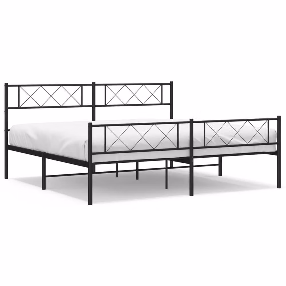 Berkfield Home Metal Bed Frame with Headboard and Footboard in Black, Super King Size (200 x 200 cm) – 2