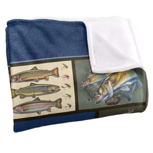 JQ Licensing Fishing Silky Touch Super Soft Fleece Throw Blanket, Blue Multicolour, W: 91 cm, D: 147 cm – 2