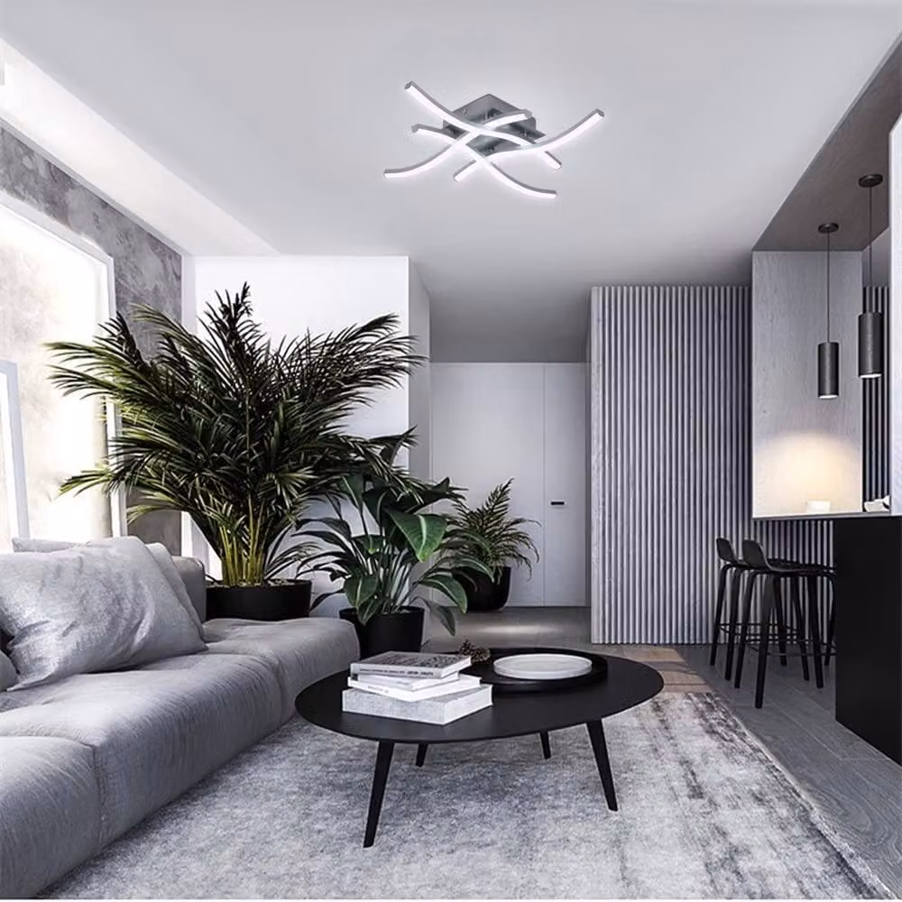 COMELY 24W Modern LED Ceiling Light with 4 Curved Tubes in Grey, 6500K Cool White – 3