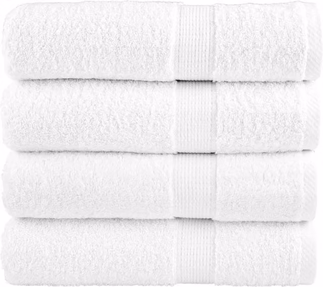 Berkfield Home SOLUND Premium Cotton Terry Shower Towels, 4 Pack, White, W: 70 cm, L: 140 cm, 600gsm – 1
