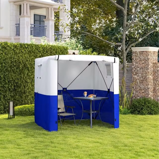 Outsunny Pop Up Party Tent Gazebo with Sides and Windows, Dark Blue and White, 200 x 200 cm