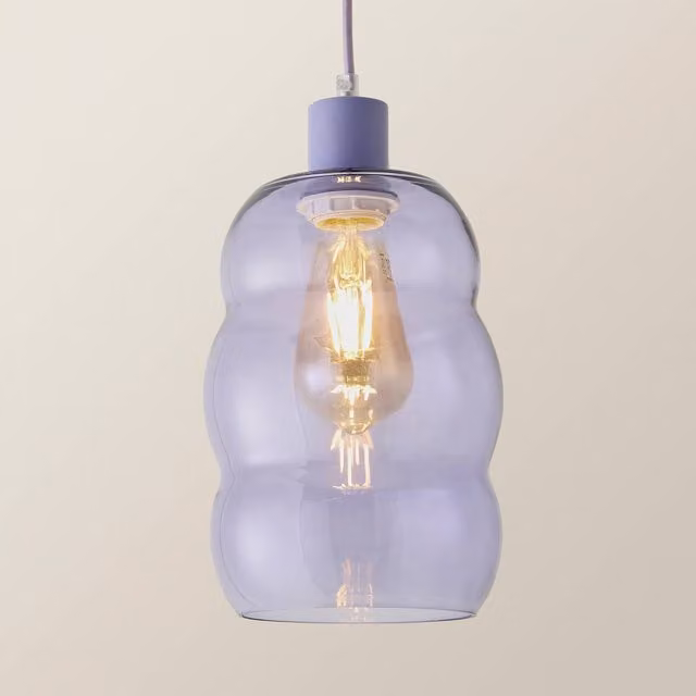 ValueLights Lolly Lilac Glass Bubble Pendant Ceiling Light