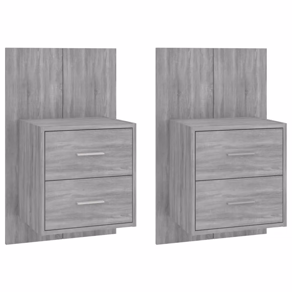 Berkfield Home Wall-mounted Bedside Cabinets, 2 Piece Set in Grey Sonoma – 2