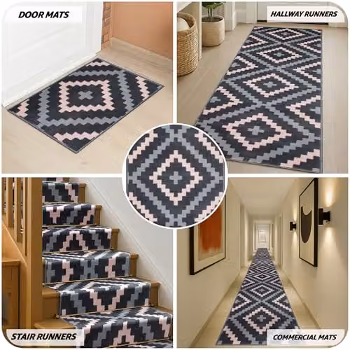 Bravich Texas Hallway Runner in Pink and Grey, W/D/H: 60 x 180 cm – 7