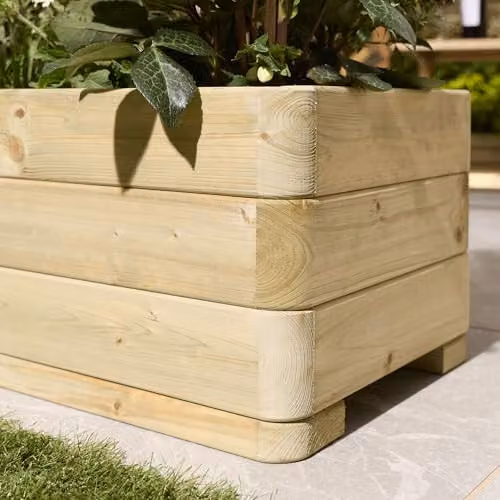 Rowlinson Marberry Rectangular Timber Planter, Brown, W: 100 cm, D: 40 cm, H: 30 cm – 3