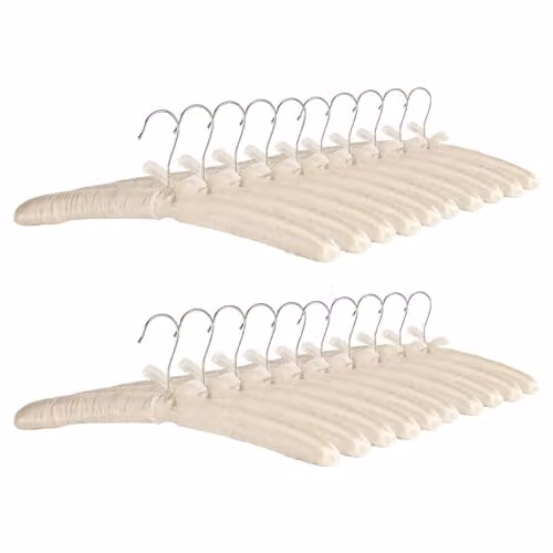 Harbour Housewares Satin Padded Hangers, 20 Pack, White