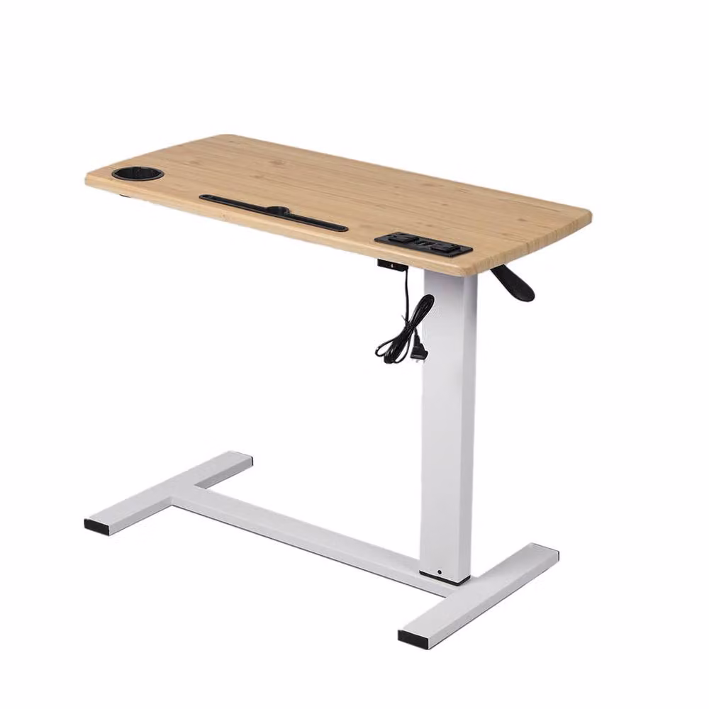 Levede Height Adjustable Electric Standing Desk and Over Bed Laptop Table with USB, White – 3