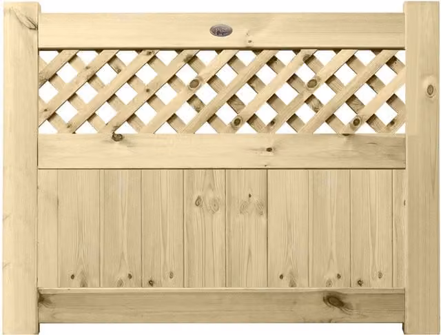 Premier Garden Supplies URBAN Interlocked Tongue Groove Treated Garden Gate with Diamond Trellis Top, W: 90 cm, H: 120 cm