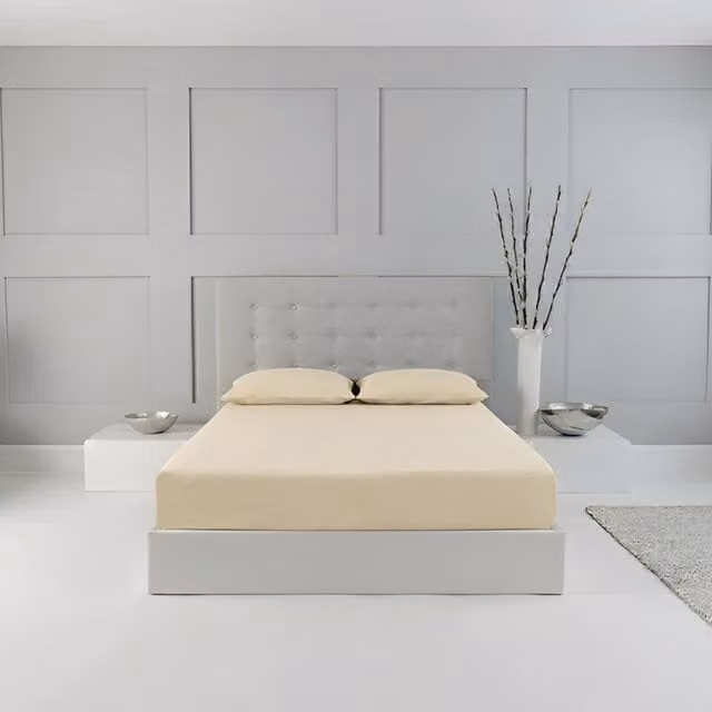 Snug City King Size Extra Deep Polycotton Fitted Sheet in Beige, Depth: 25 cm