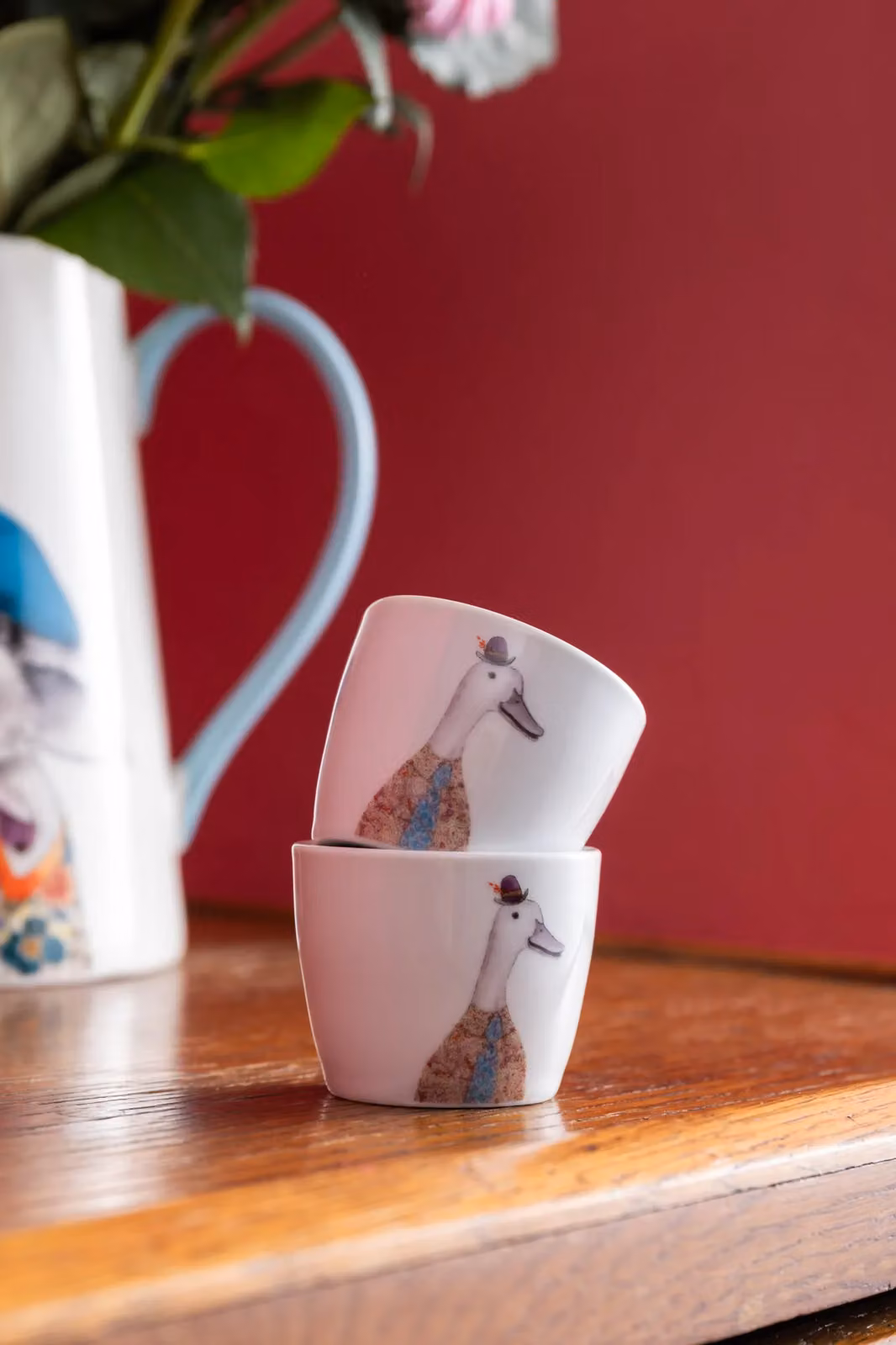 Mikasa Tipperleyhill Porcelain Egg Cups with Duck Design, Multicolour and White, Set of Two – 2