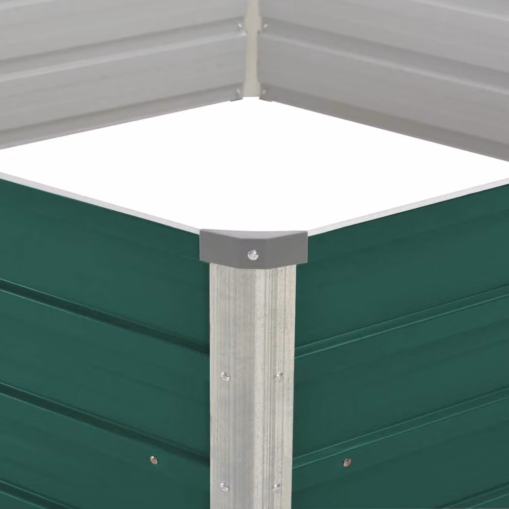Berkfield Home Raised Garden Bed in Green Galvanised Steel, W/D/H: 129 x 129 x 46 cm – 4