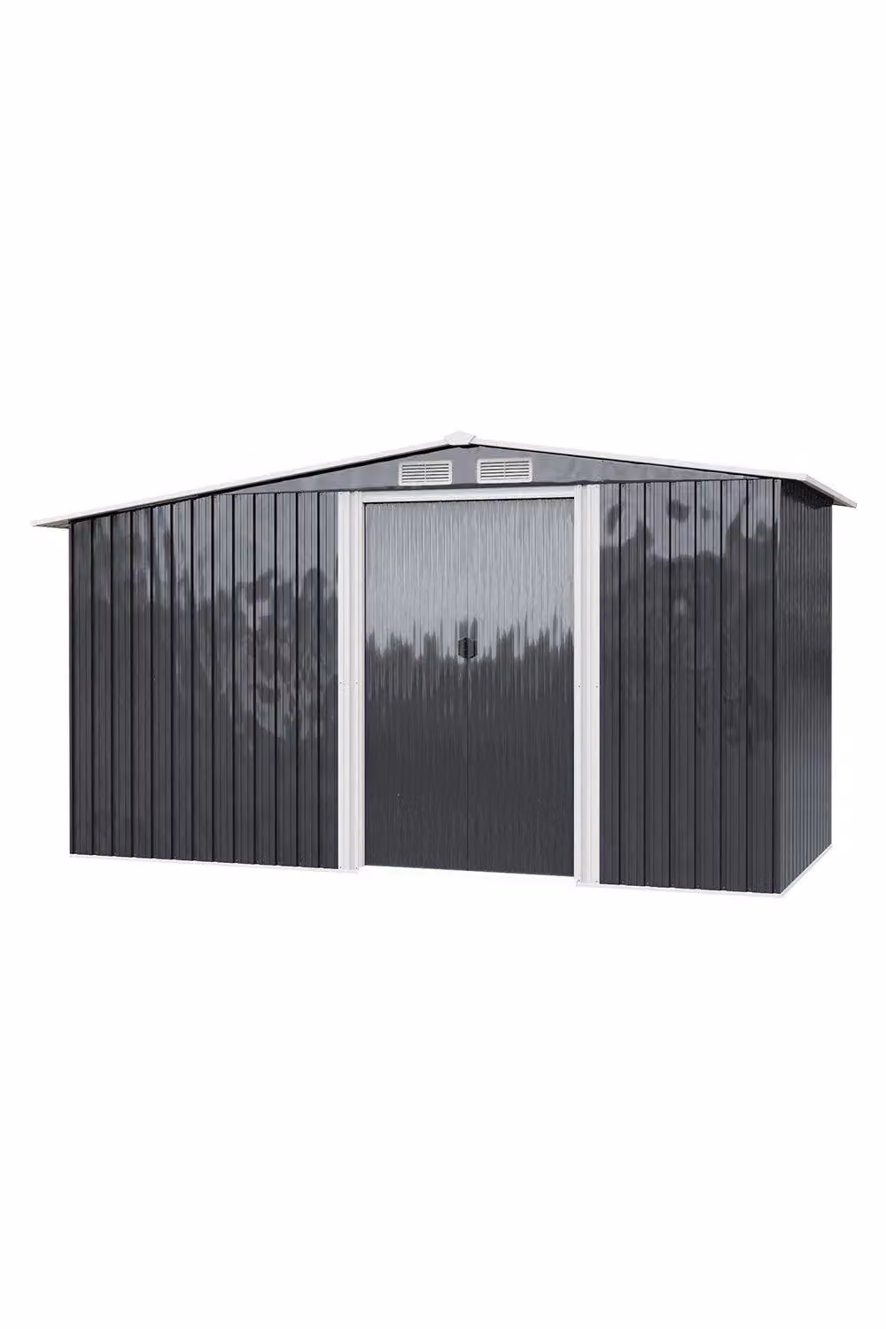 Garden Sanctuary Black Metal Outdoor Garden Storage Shed with Log Storage, W/D/H: 329 x 150 x 178 cm – 2