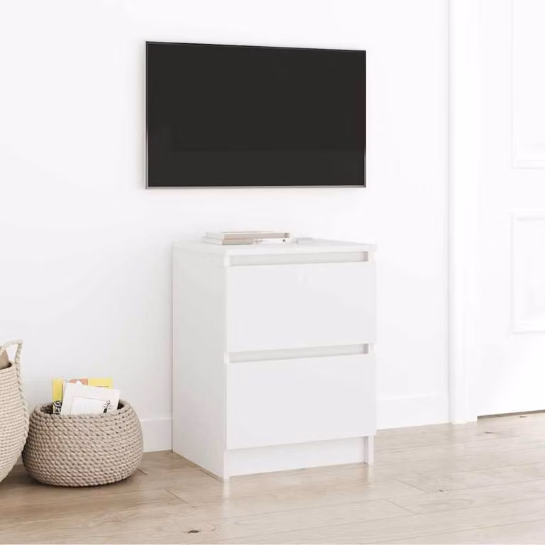 Berkfield Home White Modern TV Cabinet in Matt MDF, W/D/H: 40 x 35 x 54 cm