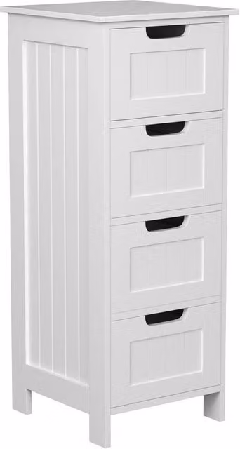 FORGEVIO Modern Freestanding 4 Drawer Bathroom Storage Cabinet Unit in White