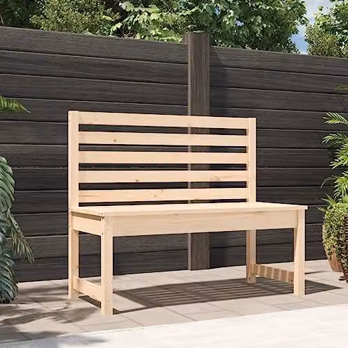 vidaXL Classic Garden Bench in Untreated Solid Pine Wood, Brown/Beige, W/D/H: 109 x 48 x 91.5 cm – 2