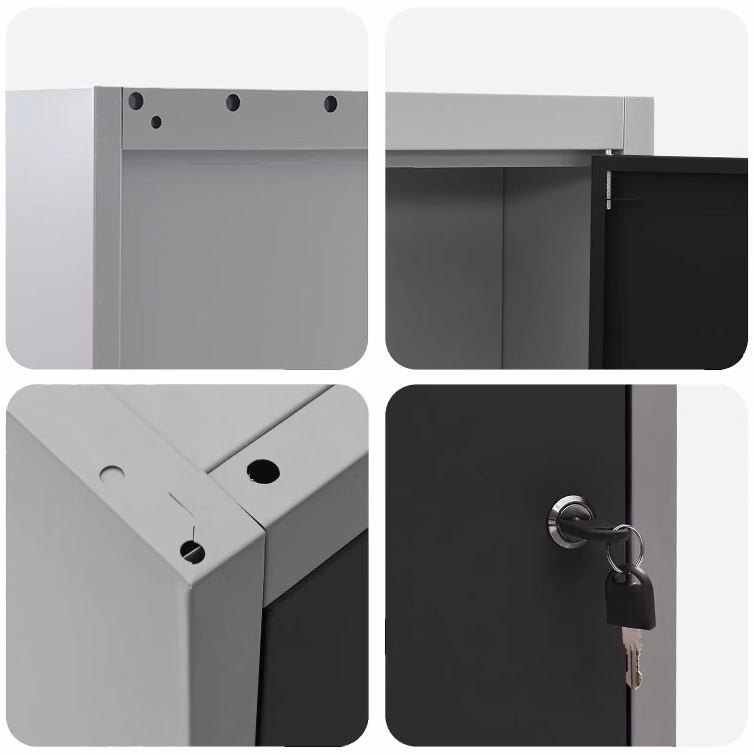 Berkfield Home Wall-Mounted Metal Tool Cabinet in Black and Grey, W/D/H: 50 x 20 x 55 cm – 6