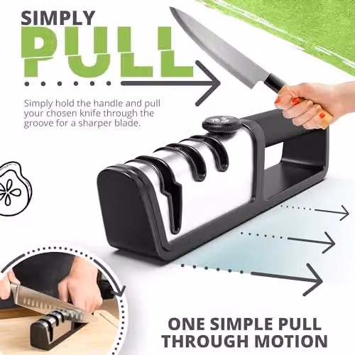 Oliver's Kitchen 3-Stage Knife Sharpener in Black – 3