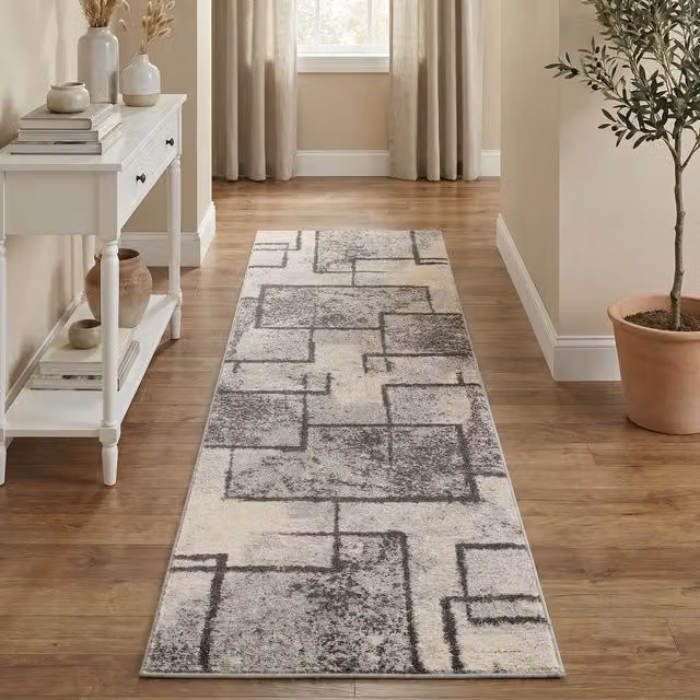 Desire Rugs Rhodes Modern Geometric Runner Rug, Grey, W/D/H: 60 x 220 cm
