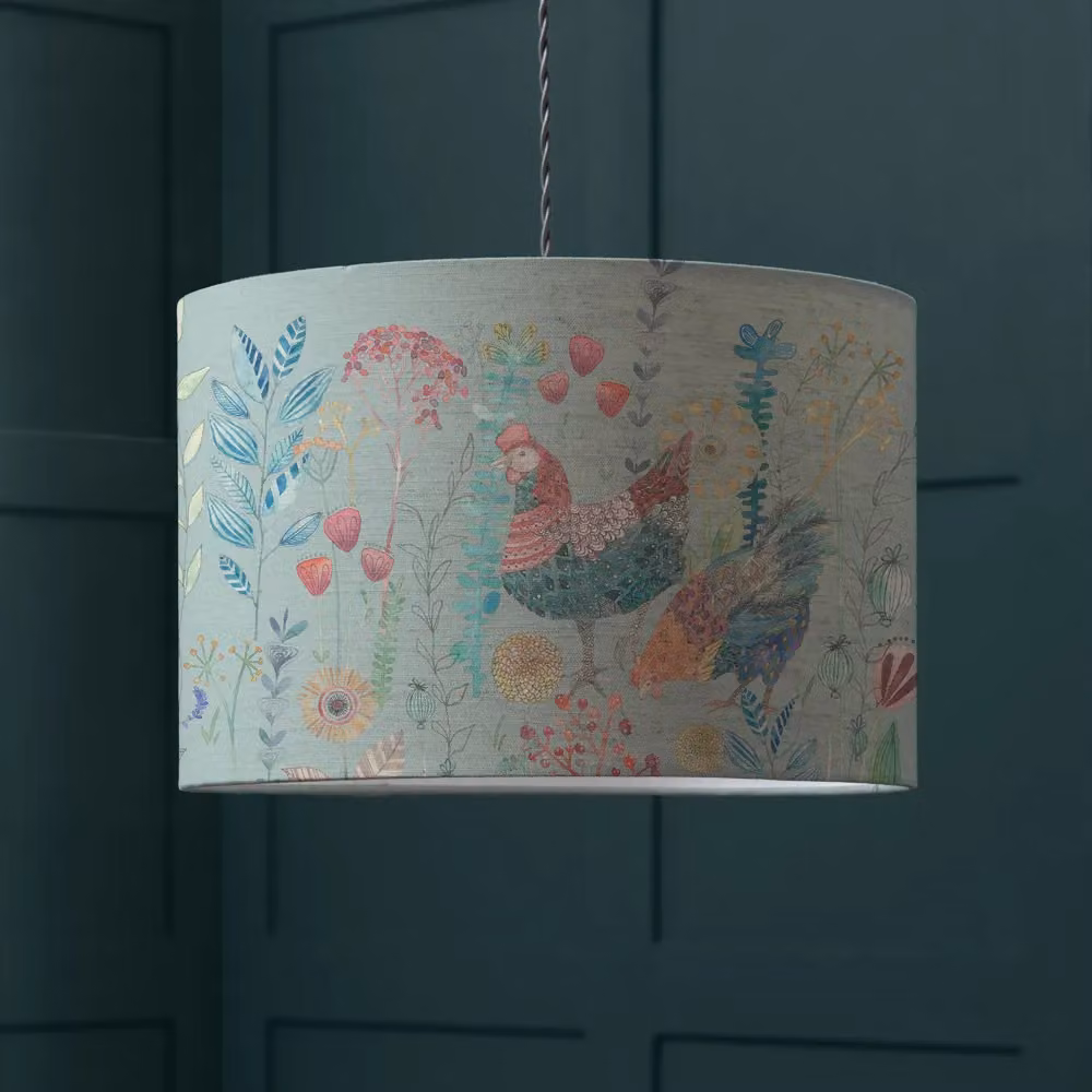Voyage Maison Bilbury Flock Eva Animal Fabric Lampshade in Blue, Diameter: 52 cm – 2