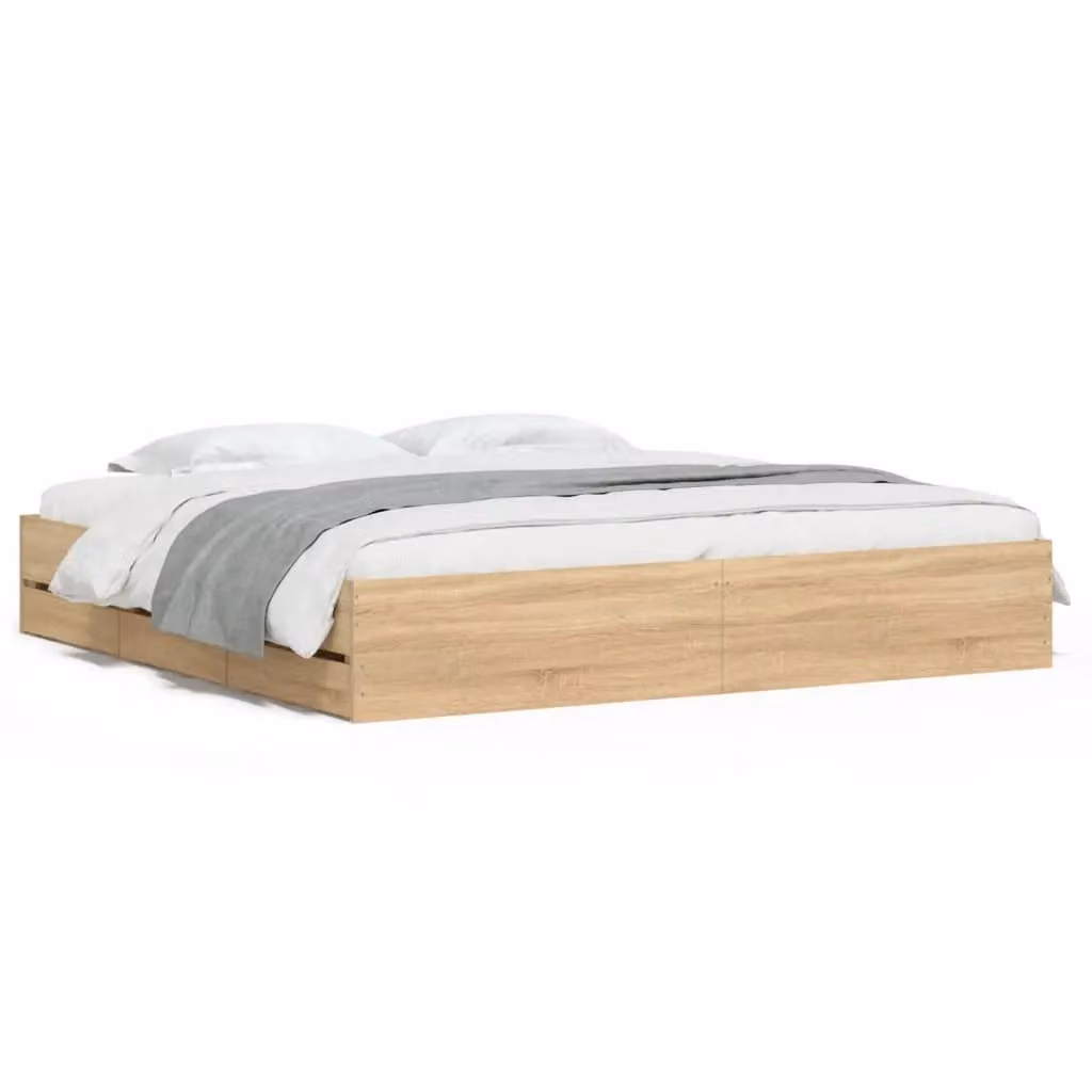 Berkfield Home Modern Bed Frame with Drawers in Sonoma Oak Brown, W/D/H: 200 x 200 cm – 2