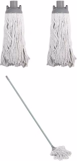 JVL Microfibre String Mop with 2 Replacement Heads, Grey and Green – 1