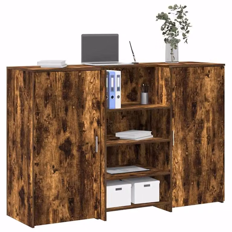 Berkfield Home Smoked Oak Reception Desk in Brown, W/D/H: 155 x 50 x 103.5 cm