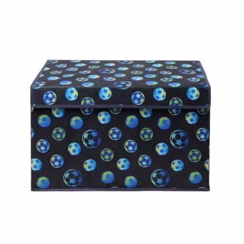 OHS Large Foldable Fabric Storage Box with Lid and Handles, Blue – 1