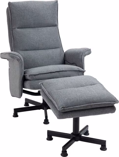 HOMCOM Swivel Massage Recliner Chair with Footstool and Remote Control in Grey – 1