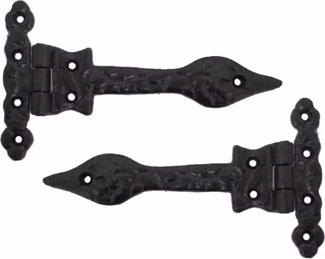 Betley Butterfly Pair of Black Matt Cast Iron Leaf Decorative Spear Hinges
