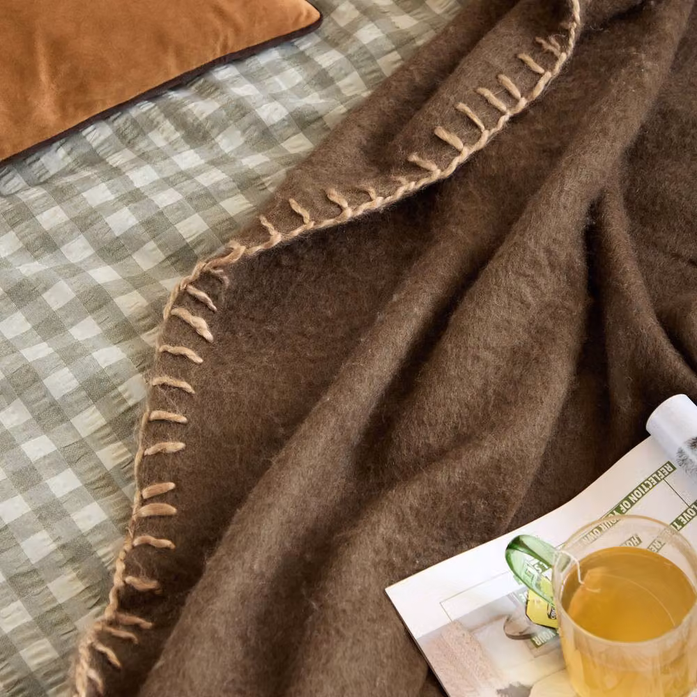 Yard Lowen Wool Blend Brushed Throw in Brown, W: 130 cm, D: 170 cm – 3